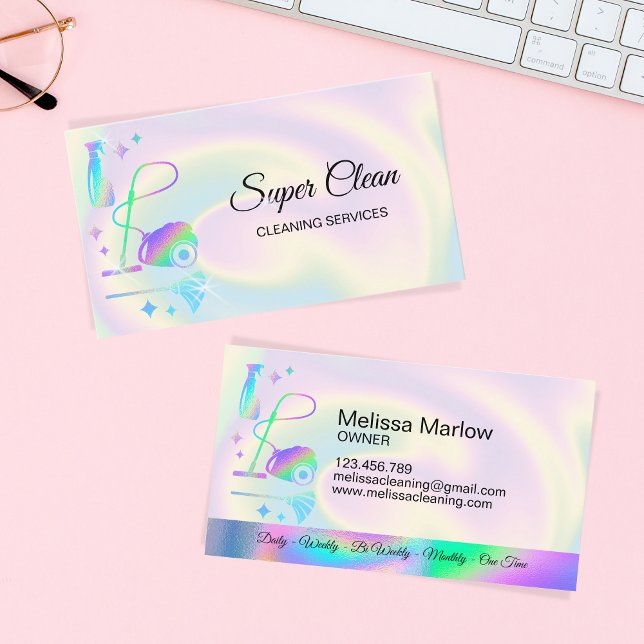 Maid Cleaning House Cleaning Services HOLOGRAPH Bu Business Card (Creator Uploaded)