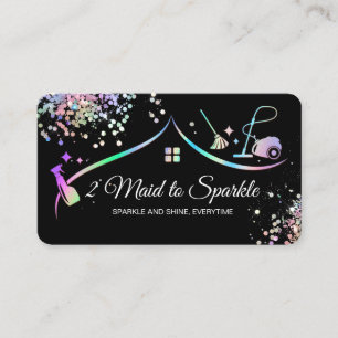 Maid Cleaning House Holographic Sparkling Business Business Card