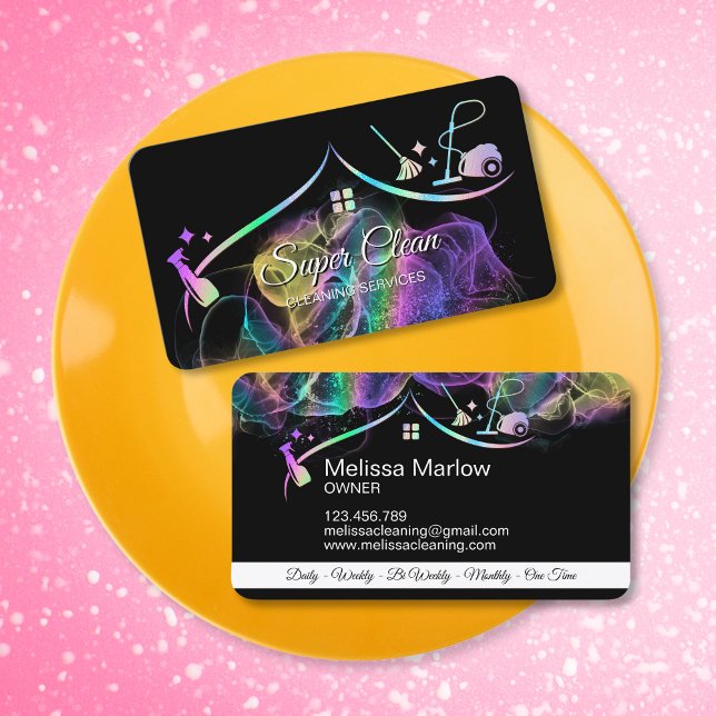 Maid Cleaning House Holographic Sparkling Business Card (Creator Uploaded)