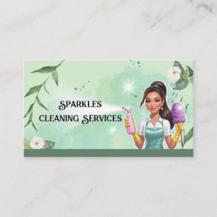 Maid Cleaning House Professional Cleaning Services Business Card