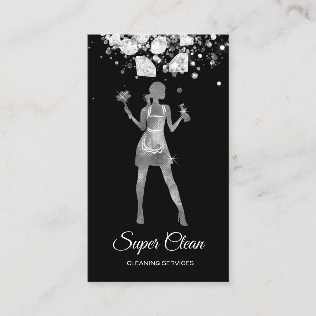 Maid Cleaning House Professional Cleaning Services Business Card (Front)