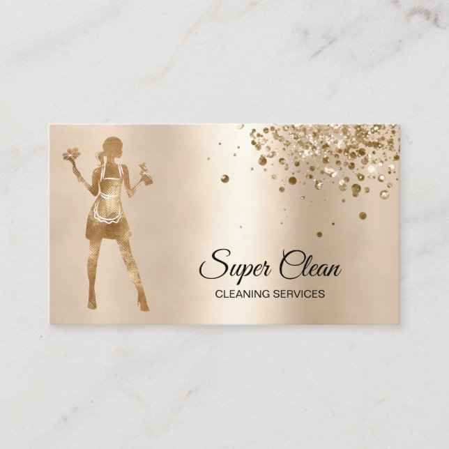 Maid Cleaning House professional Cleaning Services Business Card (Front)