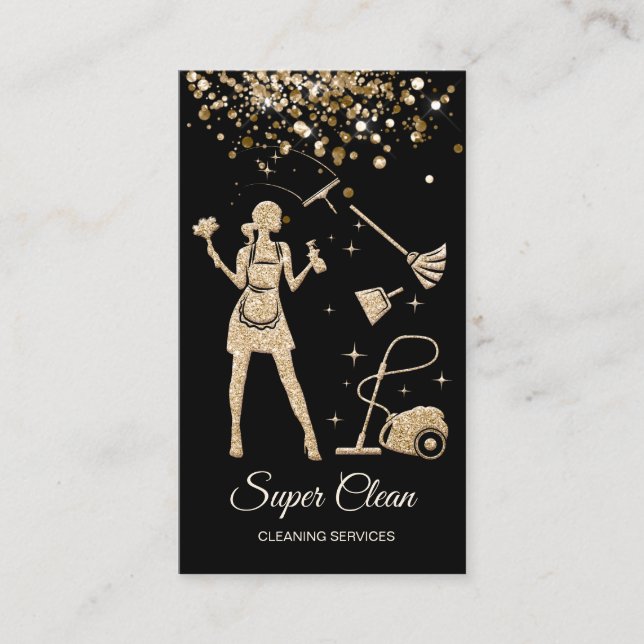 Maid Cleaning House professional Cleaning Services Business Card (Front)