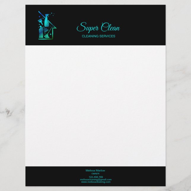 Maid Cleaning House professional Cleaning Services Custom Letterhead (Front)