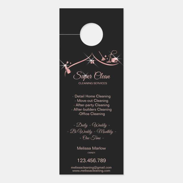 Maid Cleaning House professional Cleaning Services Door Hanger (Front)