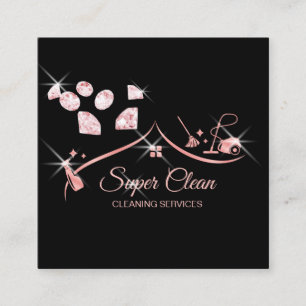 Maid Cleaning House professional Cleaning Services Square Business Card