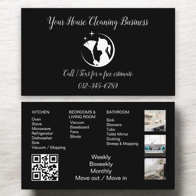 Maid Cleaning House QR Code Sparkling Business Business Card (Creator Uploaded)