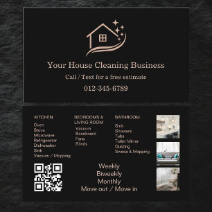 Maid Cleaning House QR Code Sparkling Business Card