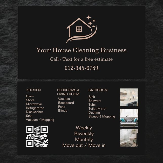Maid Cleaning House QR Code Sparkling Business Card (Creator Uploaded)