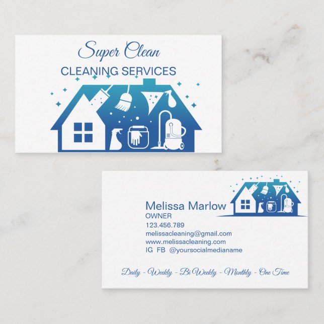 Maid Cleaning House Sparkling Business Card (Front/Back)