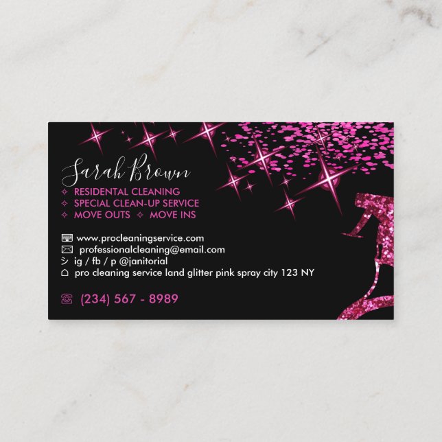 Maid Cleaning House Sparkling Business Card (Back)
