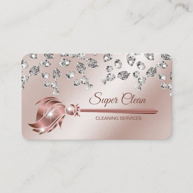 Maid Cleaning House Sparkling diamonds Business Card (Front)