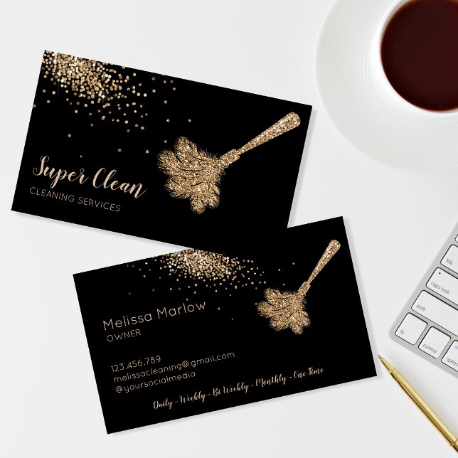 Maid Cleaning House Sparkling feather duster Business Card (Creator Uploaded)