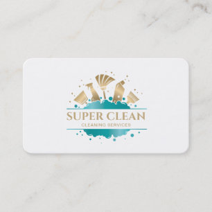 Maid Cleaning House Sparkling  Gold Business Card