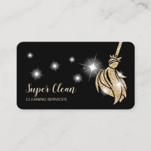 Maid Cleaning House Sparkling gold Business Card