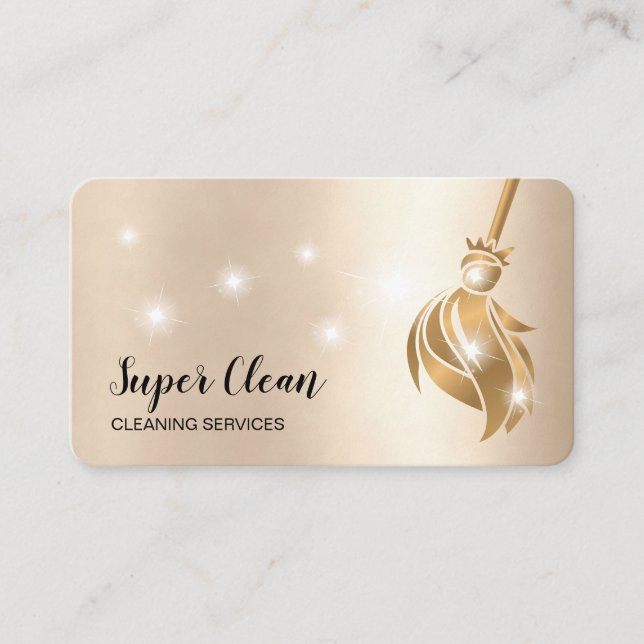 Maid Cleaning House Sparkling gold Business Card (Front)