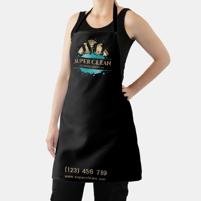 Maid Cleaning House Sparkling  Gold Business Card  Apron (Insitu)