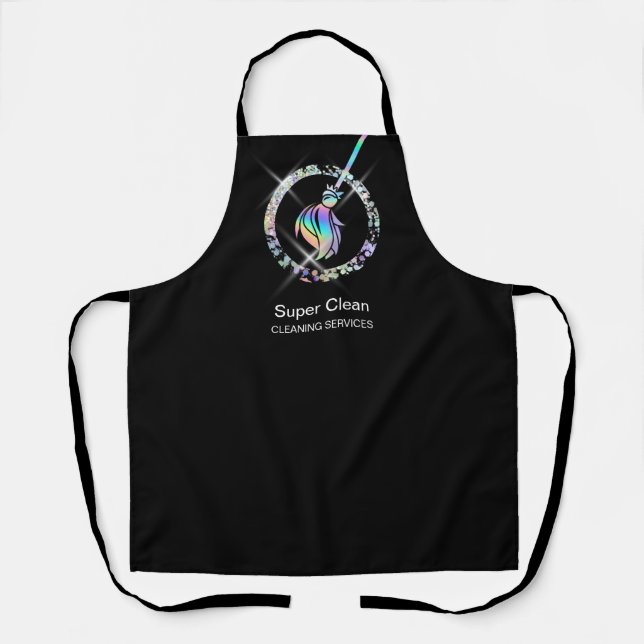 Maid Cleaning House Sparkling Holograph Business C Apron (Front)