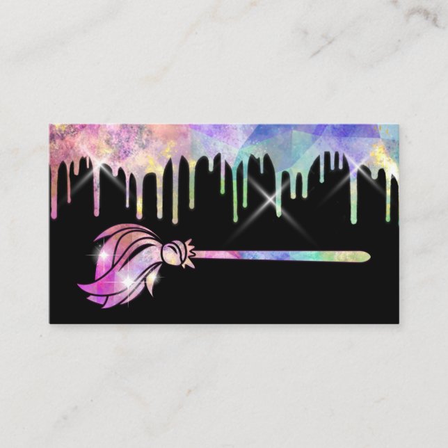 Maid Cleaning House Sparkling Holograph Business C Business Card (Front)