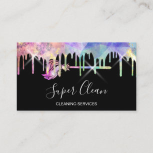 Maid Cleaning House Sparkling Holograph Business C Business Card