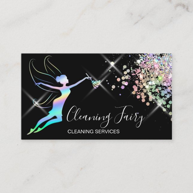 Maid Cleaning House Sparkling Holograph Business C Business Card (Front)