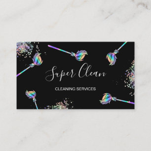 Maid Cleaning House Sparkling Holograph Business C Card