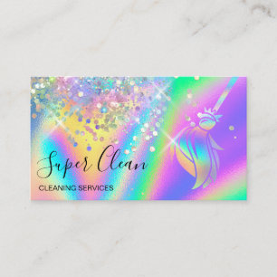 Maid Cleaning House Sparkling Holograph Business C Card