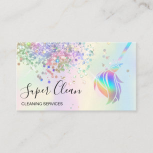 Maid Cleaning House Sparkling Holograph Business C Card