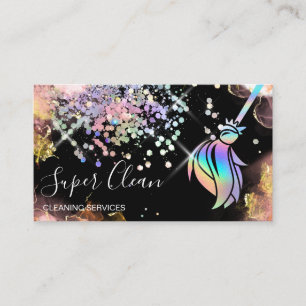 Maid Cleaning House Sparkling Holograph Business C Card