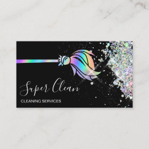 Maid Cleaning House Sparkling Holograph Business C Card