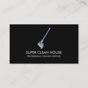 Maid Cleaning House Sparkling Holograph Business C Card