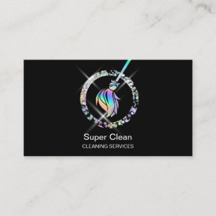Maid Cleaning House Sparkling Holograph Business C Card