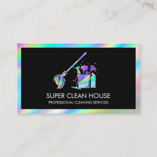 Maid Cleaning House Sparkling Holograph Business C Card