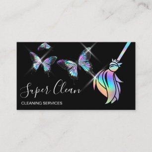 Maid Cleaning House Sparkling Holograph Business C Card
