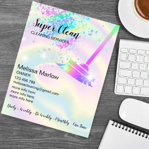 Maid Cleaning House Sparkling Holograph Business C Flyer