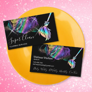 Maid Cleaning House Sparkling Holograph Business Card
