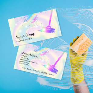 Maid Cleaning House Sparkling Holograph Business Card
