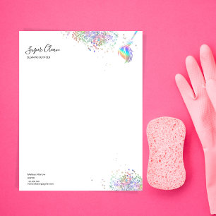 Maid Cleaning House Sparkling Holograph  Custom Letterhead