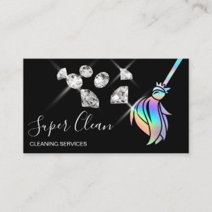 Maid Cleaning House Sparkling Holograph diamonds Business Card