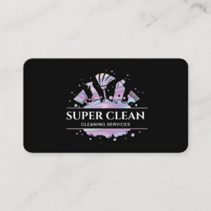 Maid Cleaning House Sparkling Holographic Business Card
