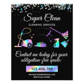 Maid Cleaning House Sparkling Holographic Flyer (Back)