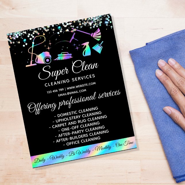 Maid Cleaning House Sparkling Holographic Flyer (Creator Uploaded)
