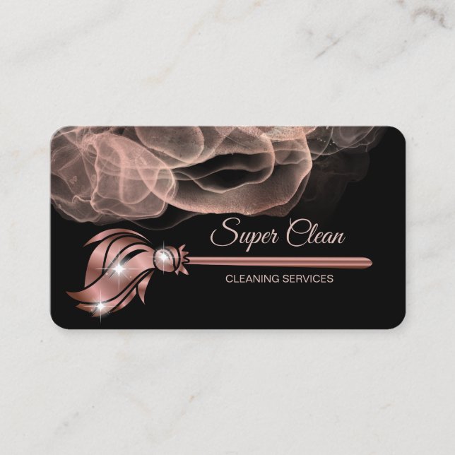 Maid Cleaning House Sparkling rose gold Business C Business Card (Front)