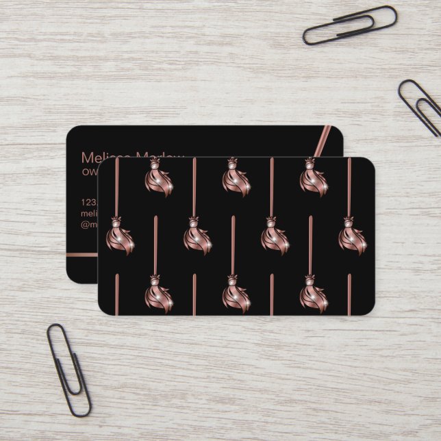 Maid Cleaning House Sparkling rose gold Business C Business Card (Front/Back In Situ)