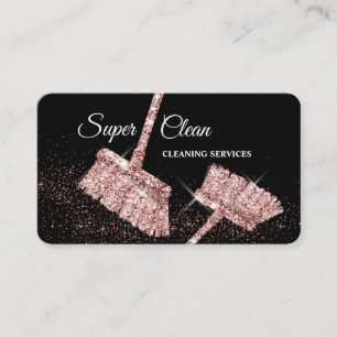 Maid Cleaning House Sparkling rose gold Business C Business Card
