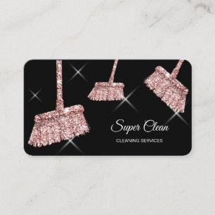 Maid Cleaning House Sparkling rose gold Business C Business Card