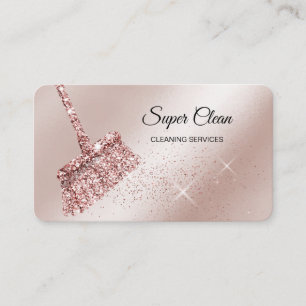 Maid Cleaning House Sparkling rose gold Business C Business Card