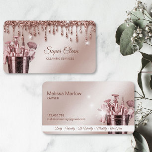 Maid Cleaning House Sparkling rose gold Business C Business Card