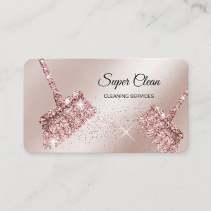 Maid Cleaning House Sparkling rose gold Business C Business Card