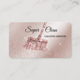 Maid Cleaning House Sparkling rose gold Business C Business Card